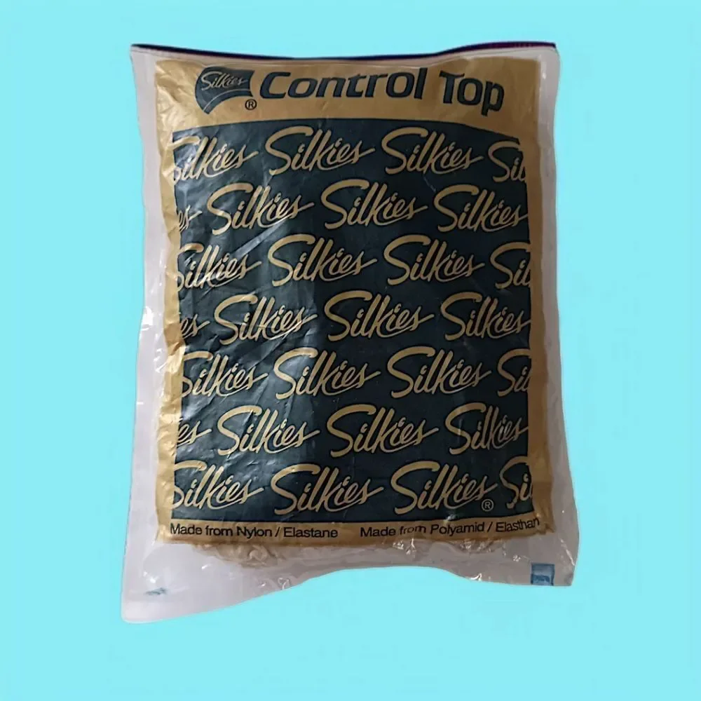 Silkies Control Top Pantyhose Large White Vintage Made‎ In USA Stockings Tights
